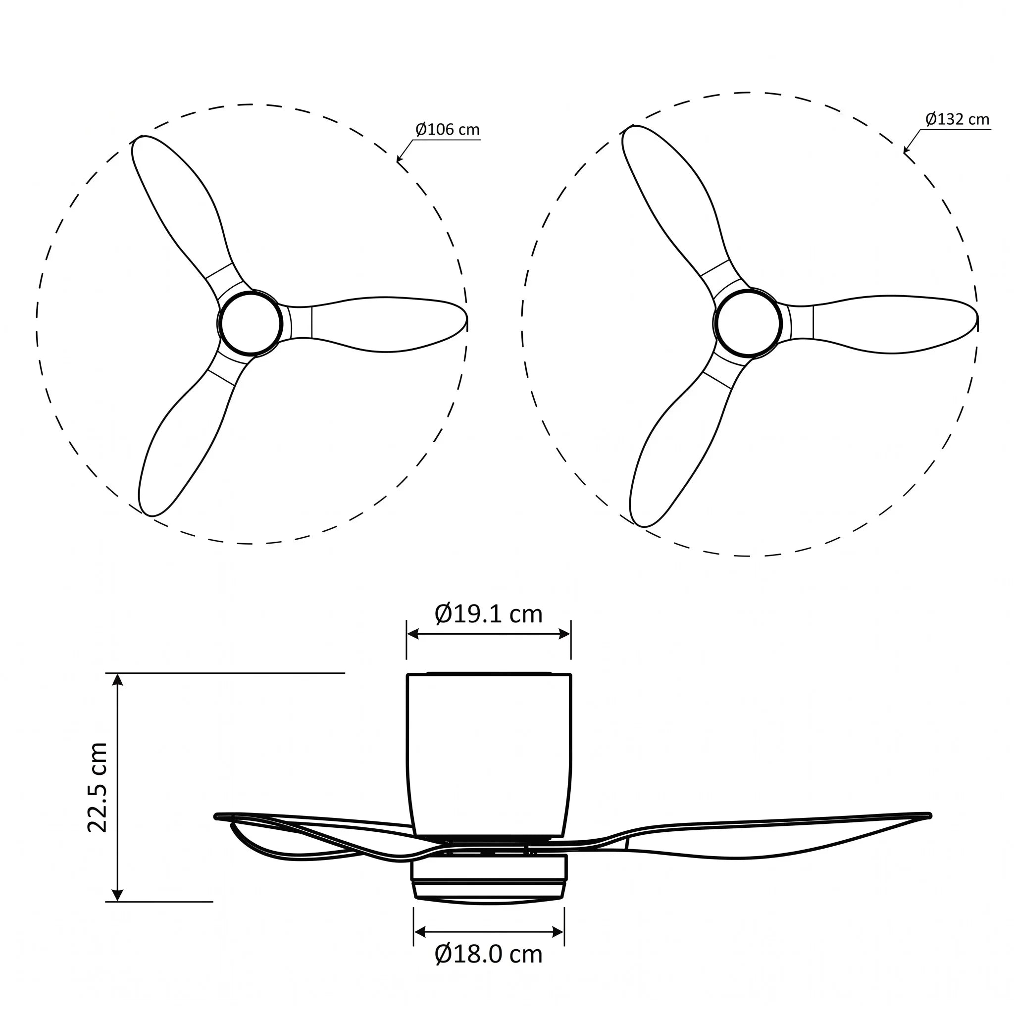Sierra Ultra-Quiet DC Motor Ceiling Fan Ø106 cm / Ø132 cm with LED Light