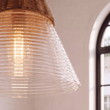 Glass Rattan Pendant Light Ø35cm