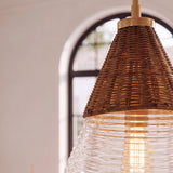 Glass Rattan Pendant Light Ø35cm