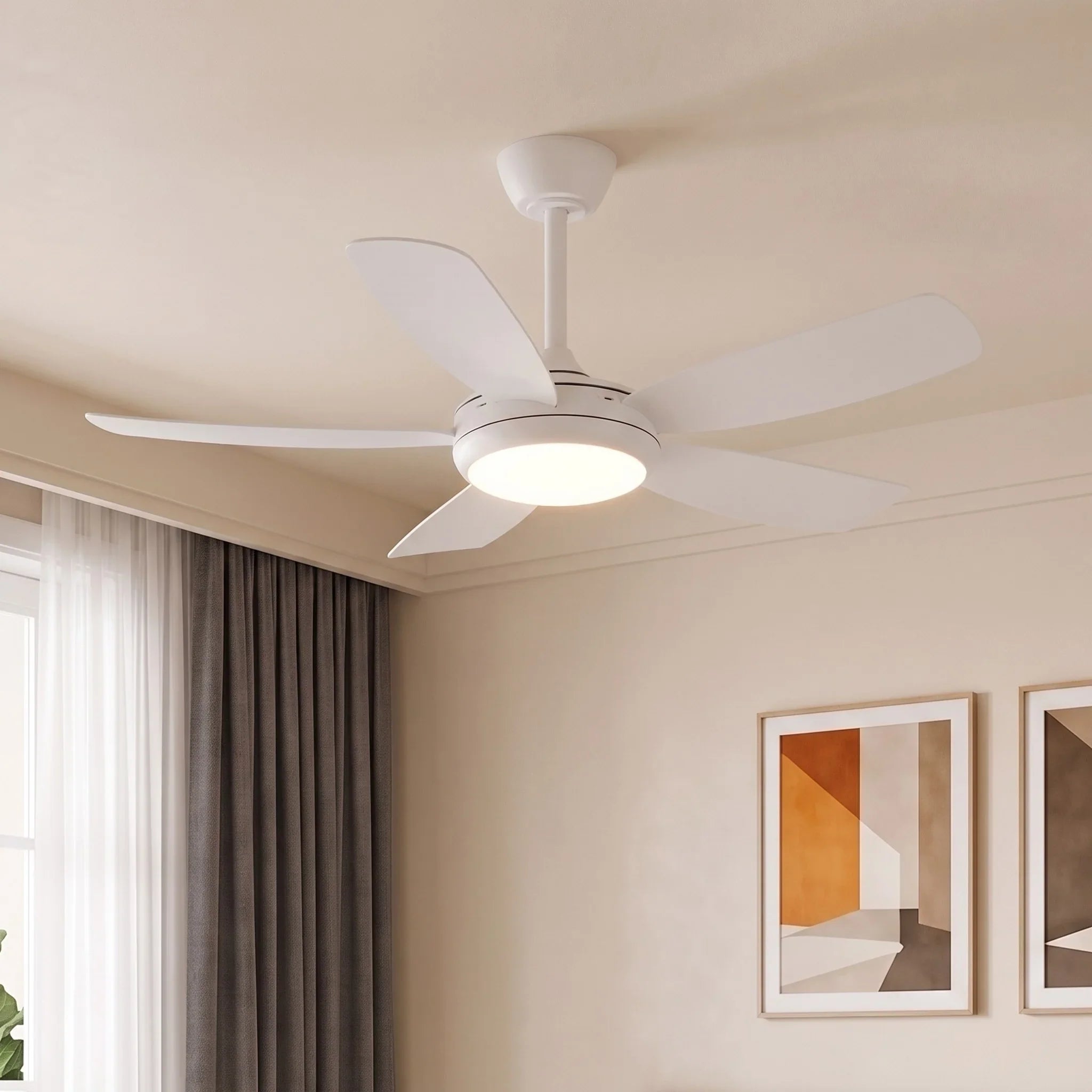 Ella Silent Ceiling Fan White Ø106 cm with 5 Blades and LED Light