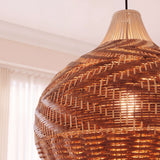Lámpara colgante de ratán bohemio en forma de lágrima Ø48 cm 