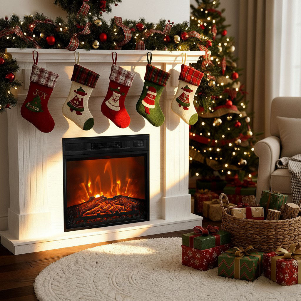 Chimenea eléctrica moderna con inserto negro de 18" con mando a distancia
