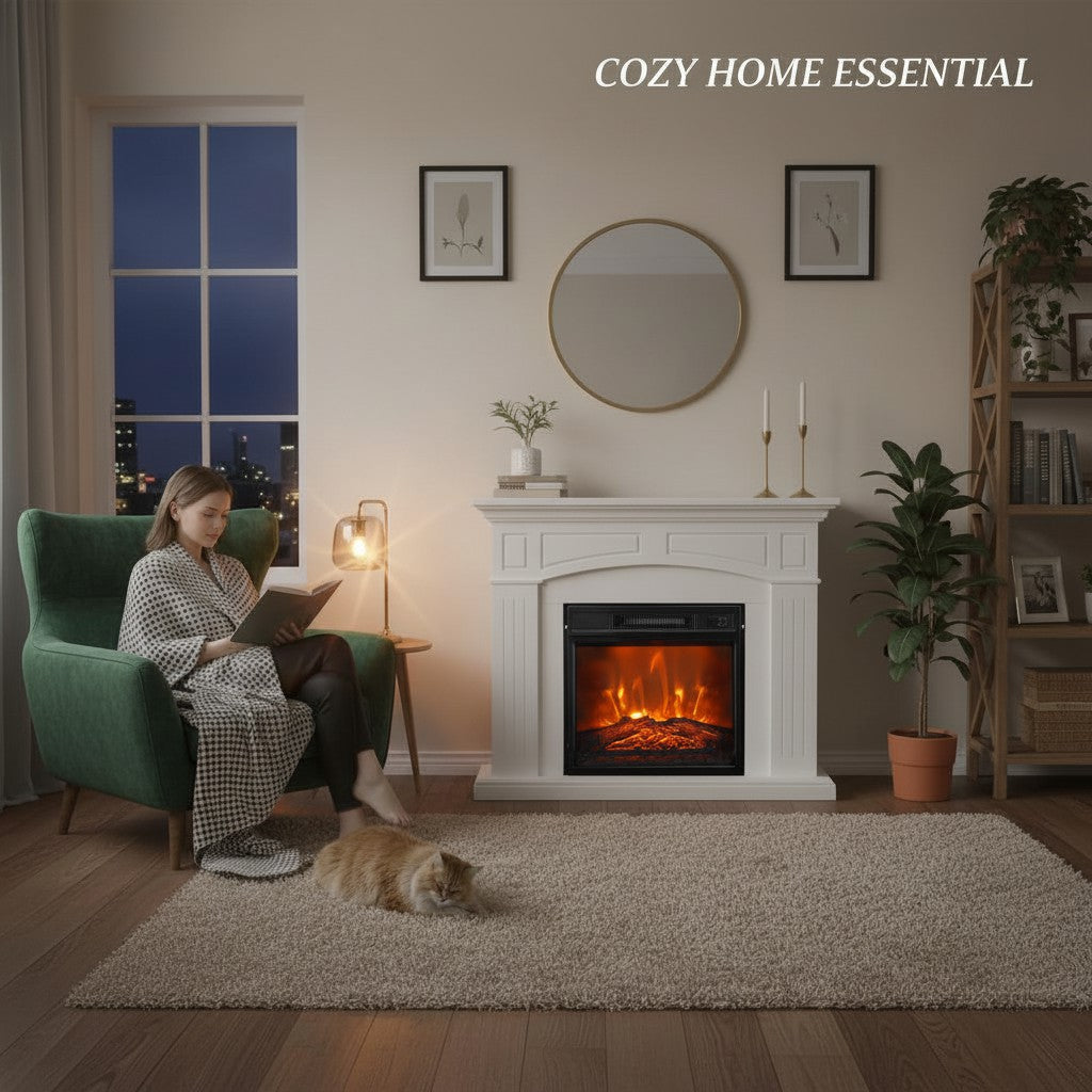 Chimenea eléctrica moderna con inserto negro de 18" con mando a distancia