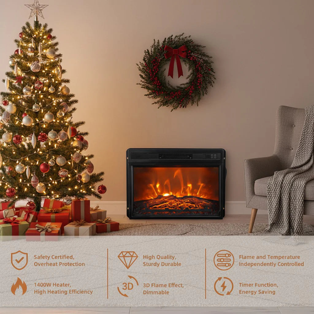 Inserto de chimenea eléctrica negra de 23" con mando a distancia