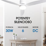 Ventilador de techo silencioso de 30 W Ø132 cm con luz LED