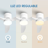 Ventilador de techo silencioso de 30 W Ø132 cm con luz LED