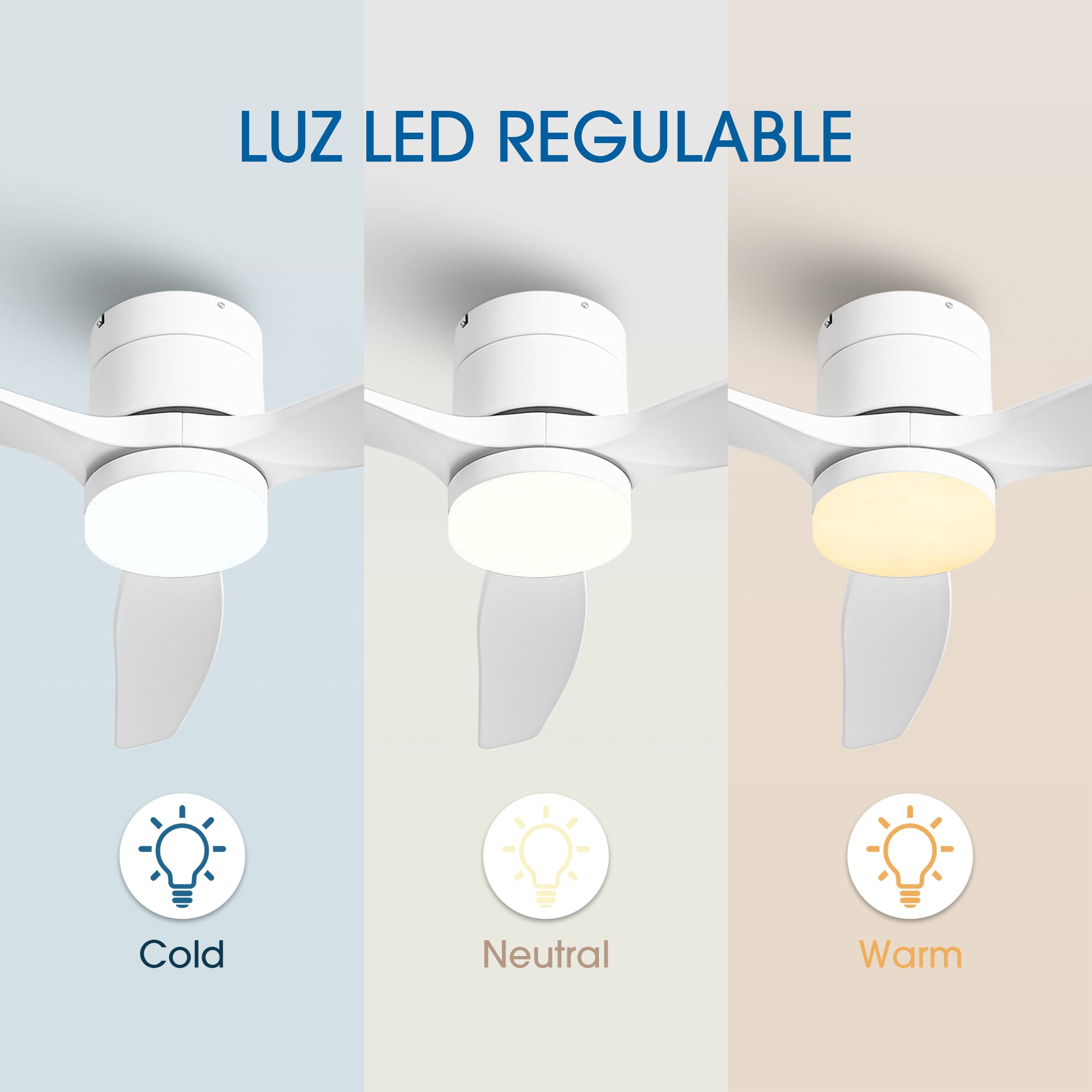 Ventilador de techo silencioso de 30 W Ø132 cm con luz LED