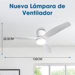 Ventilador de techo silencioso de 30 W Ø132 cm con luz LED