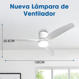 Ventilador de techo silencioso de 30 W Ø132 cm con luz LED