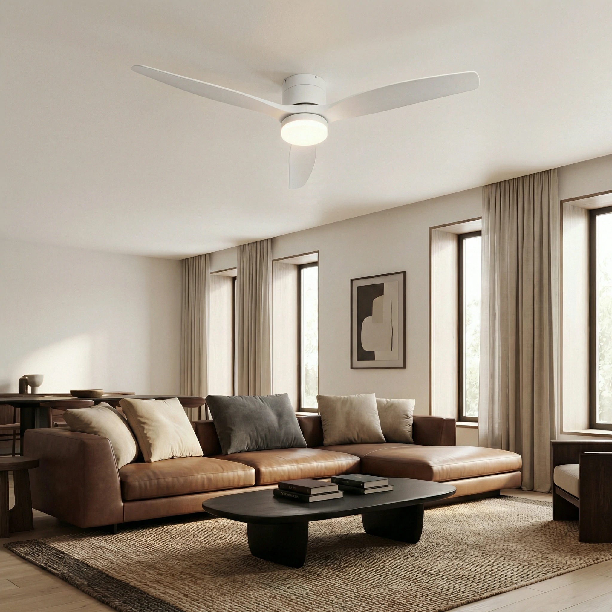Ventilador de techo silencioso de 30 W Ø132 cm con luz LED
