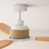 Ventilador de techo Louise blanco y madera natural Ø142 cm con aspas 100% de madera maciza