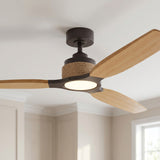 Ventilador de techo Louise negro y nogal oscuro Ø142 cm con aspas 100% de madera maciza
