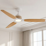 Ventilador de techo Louise blanco y madera natural Ø142 cm con aspas 100% de madera maciza