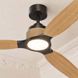 Ventilador de techo Louise negro y nogal oscuro Ø142 cm con aspas 100% de madera maciza