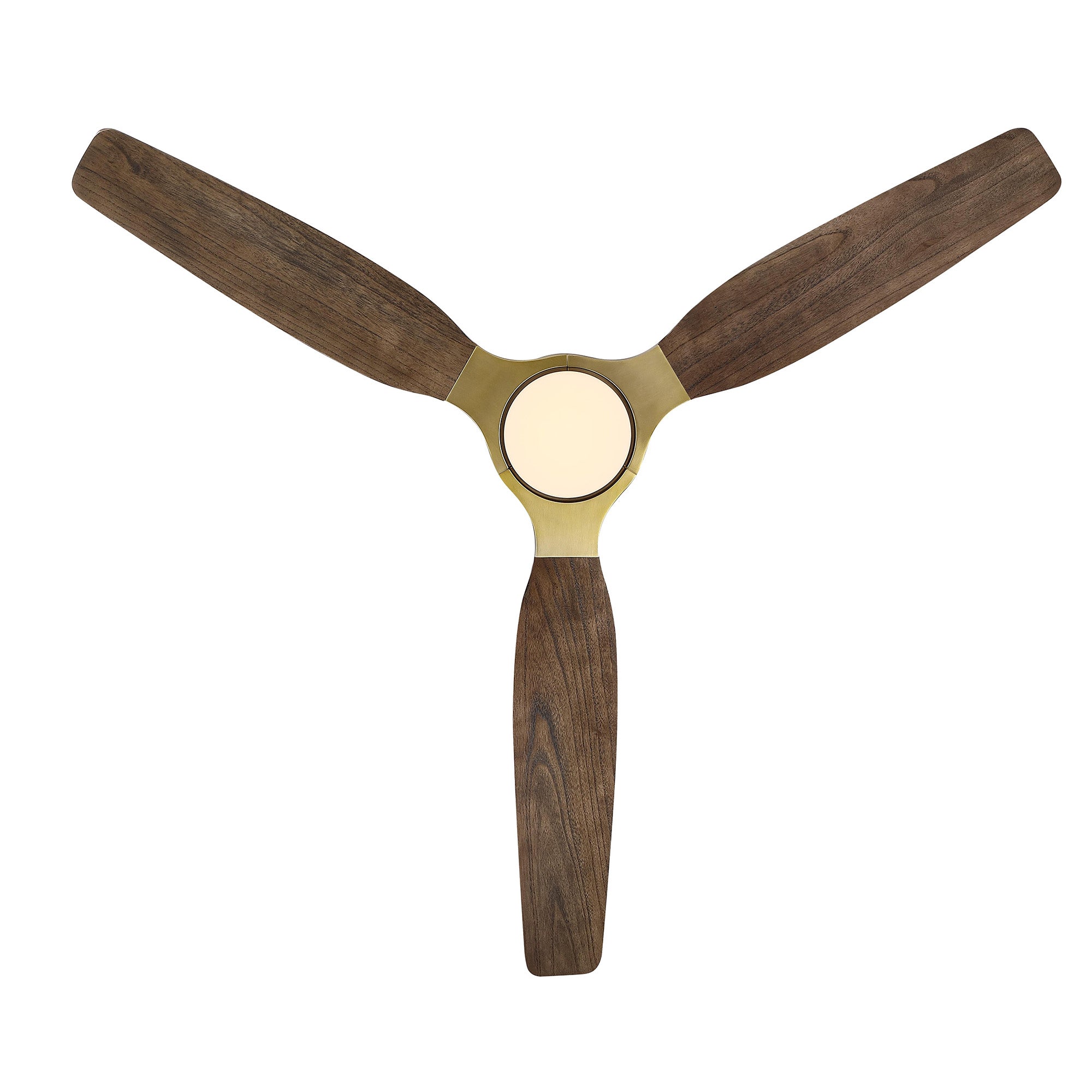 Ventilador de techo Louise de latón suave Ø142 cm con luz LED y aspas de madera maciza 100%
