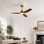 Louise Soft Brass Ceiling Fan Ø142 cm with LED Light and 100% Solid Wood Blades