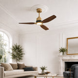 Louise Soft Brass Ceiling Fan Ø142 cm with LED Light and 100% Solid Wood Blades