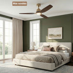 Ventilador de techo Louise de latón suave Ø142 cm con luz LED y aspas de madera maciza 100%