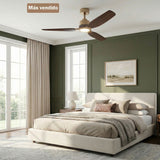 Ventilador de techo Louise de latón suave Ø142 cm con luz LED y aspas de madera maciza 100%
