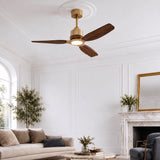 🔥Ventilador de techo Louise Soft Brass Ø122 cm y Ø142 cm con luz LED y aspas de madera 100 % maciza