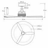 Ventilador de techo Louise blanco y madera natural Ø142 cm con aspas 100% de madera maciza