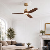 🔥Ventilador de techo Louise Soft Brass Ø122 cm y Ø142 cm con luz LED y aspas de madera 100 % maciza