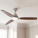 Ventilador de techo Louise níquel cepillado y nogal oscuro Ø142 cm con aspas 100% de madera maciza