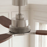 Ventilador de techo Louise níquel cepillado y nogal oscuro Ø142 cm con aspas 100% de madera maciza