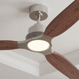 Ventilador de techo Louise níquel cepillado y nogal oscuro Ø142 cm con aspas 100% de madera maciza