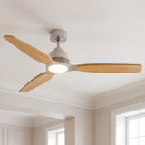 Ventilador de techo Louise níquel cepillado y madera natural Ø142 cm con aspas 100% de madera maciza