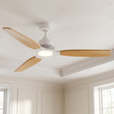 Ventilador de techo Louise blanco y madera natural Ø142 cm con aspas 100% de madera maciza