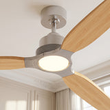 Ventilador de techo Louise níquel cepillado y madera natural Ø142 cm con aspas 100% de madera maciza