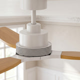 Ventilador de techo Louise blanco y madera natural Ø142 cm con aspas 100% de madera maciza