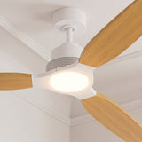 Ventilador de techo Louise blanco y madera natural Ø142 cm con aspas 100% de madera maciza