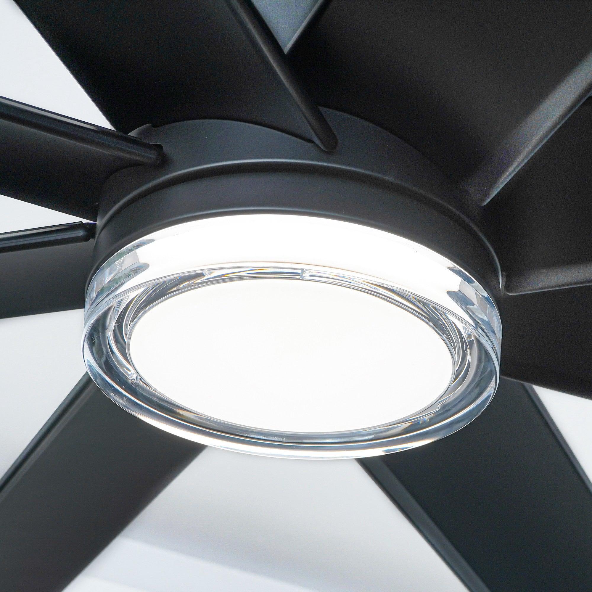 Ventilador de techo inteligente moderno Daugava de Ø183 cm con montaje en varilla y luz LED