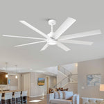 Ventilador de techo inteligente moderno Daugava de Ø183 cm con montaje en varilla y luz LED
