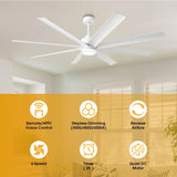 Ventilador de techo inteligente moderno Daugava de Ø183 cm con montaje en varilla y luz LED