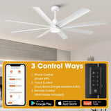 Ventilador de techo inteligente moderno Daugava de Ø183 cm con montaje en varilla y luz LED