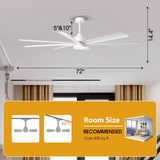 Ventilador de techo inteligente moderno Daugava de Ø183 cm con montaje en varilla y luz LED
