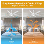 Ventilador de techo inteligente moderno Daugava de Ø183 cm con montaje en varilla y luz LED