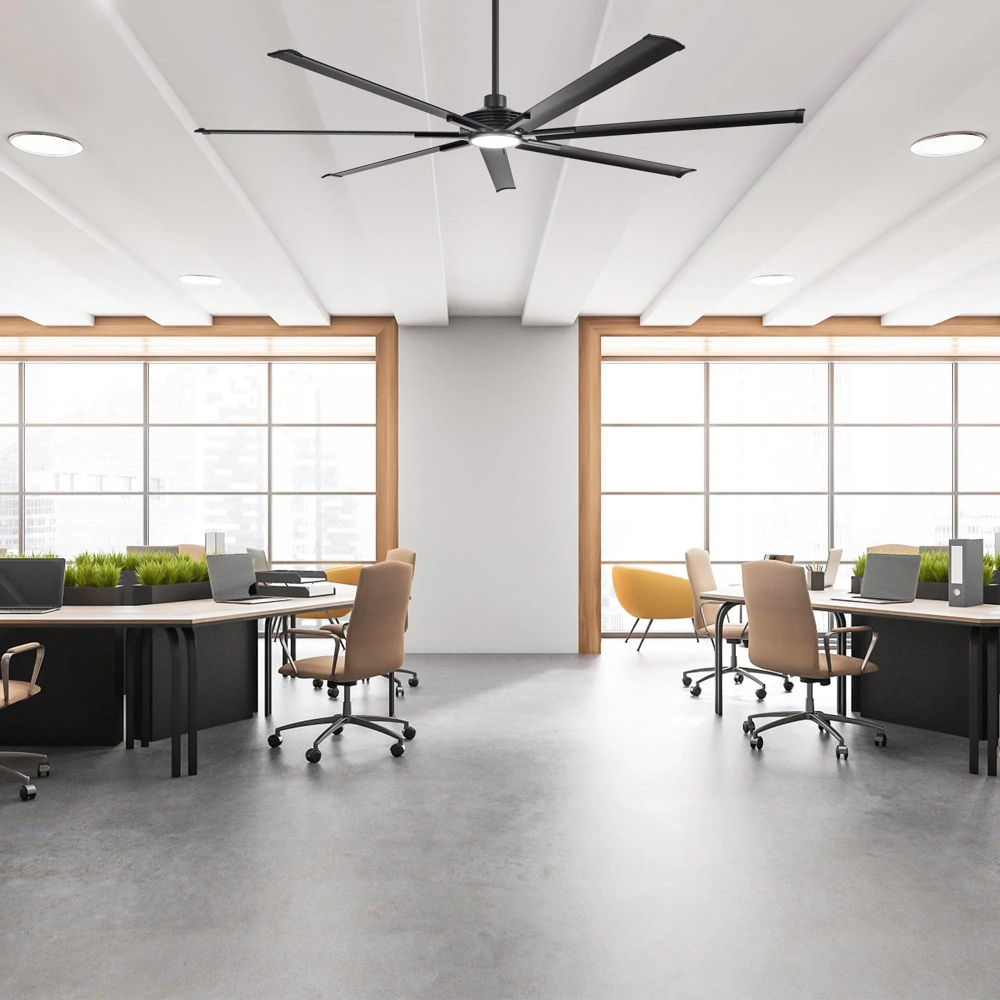 Ventilador de techo HVLS Padus de Ø213 cm / Ø254 cm con luz LED y mando a distancia