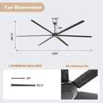 Ventilador de techo industrial HVLS Jupiter de Ø305 cm de aluminio extragrande con mando a distancia