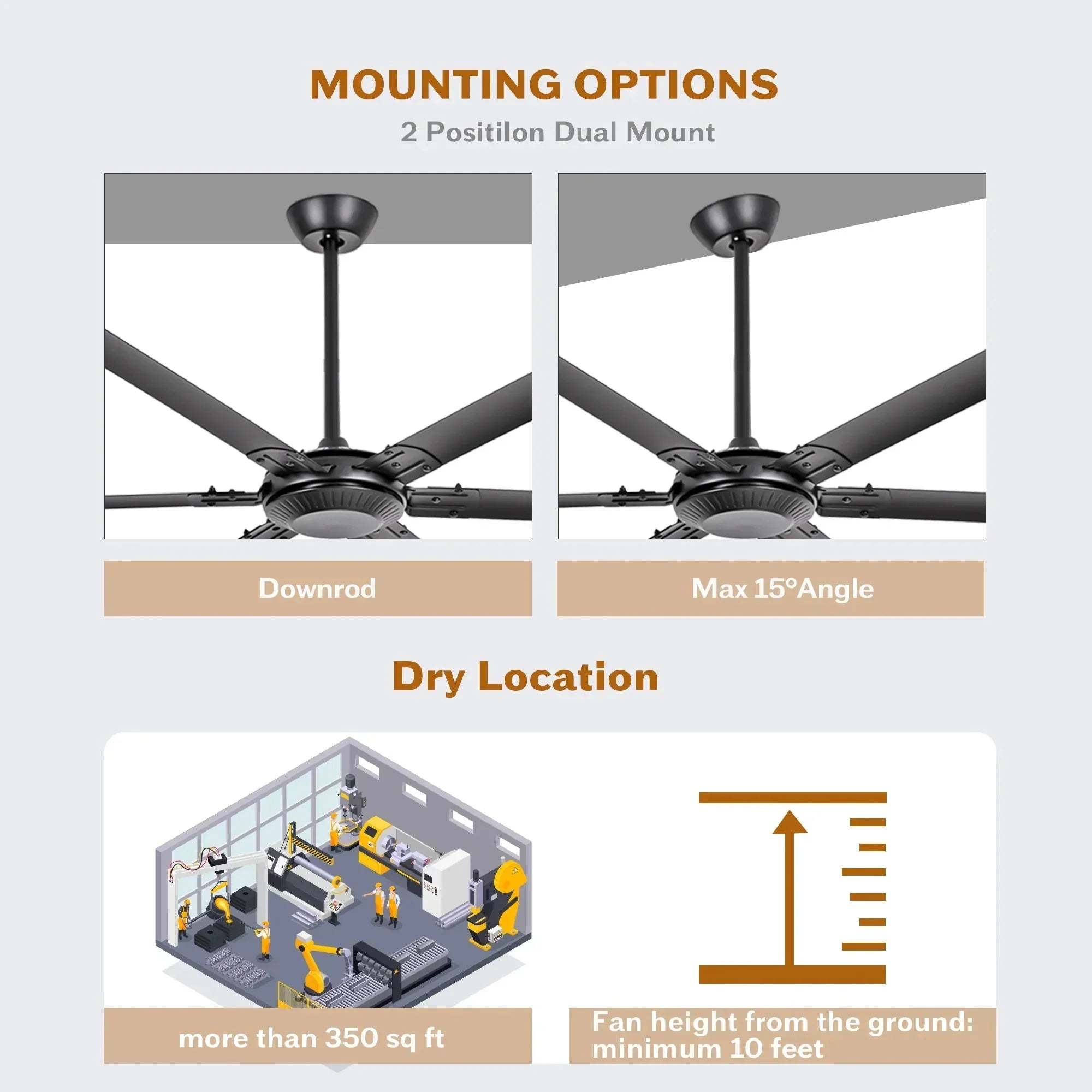 Ventilador de techo industrial HVLS Jupiter de Ø305 cm de aluminio extragrande con mando a distancia