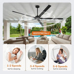 Ventilador de techo Winni totalmente de aluminio de Ø189 cm / Ø213 cm con 5 aspas IPX4 con mando a distancia