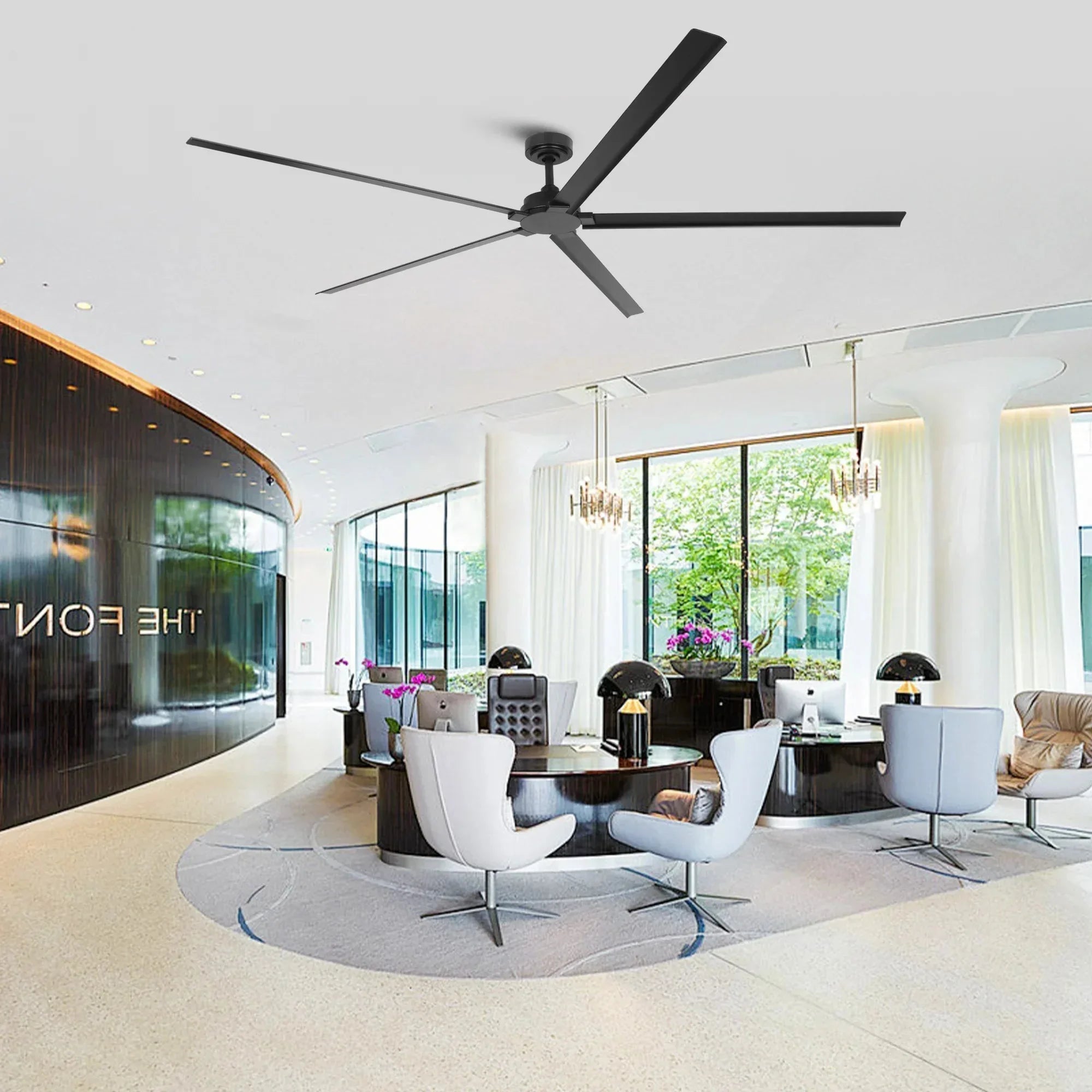 Ventilador de techo Winni totalmente de aluminio de Ø189 cm / Ø213 cm con 5 aspas IPX4 con mando a distancia