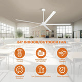 Ventilador de techo Winni totalmente de aluminio de Ø189 cm / Ø213 cm con 5 aspas IPX4 con mando a distancia