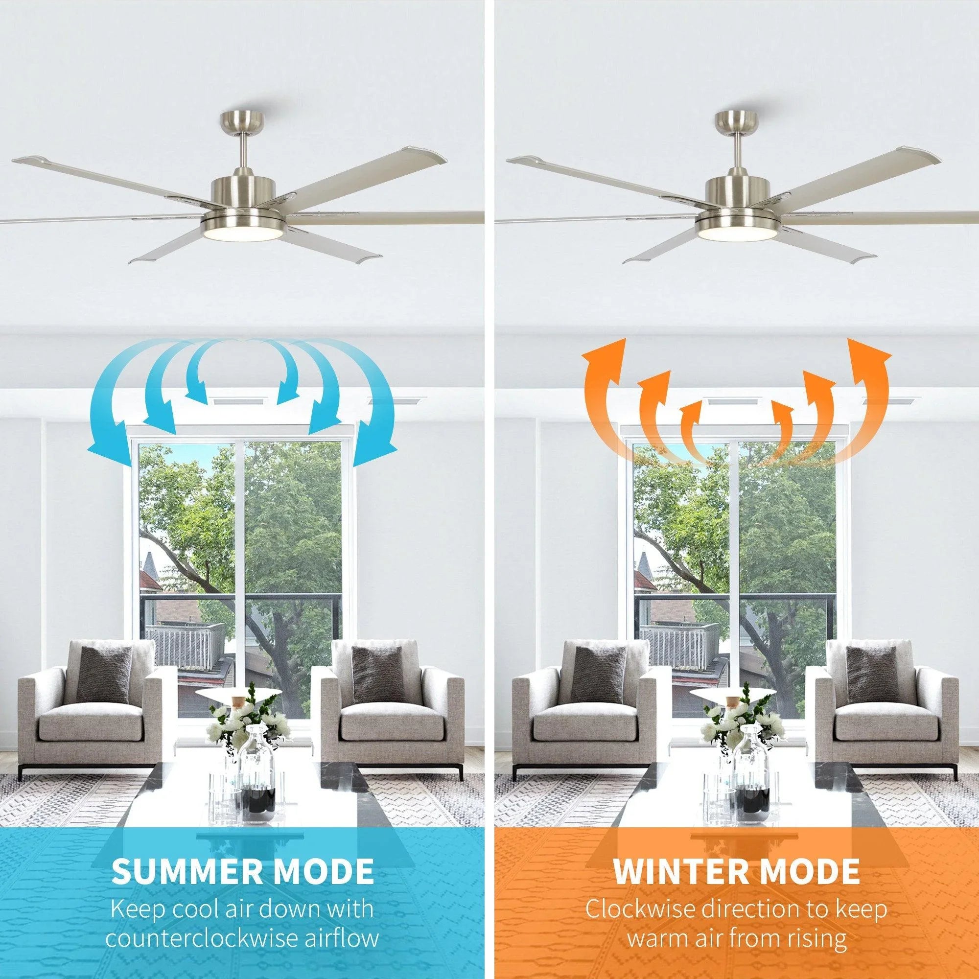 Freda Ø165cm Motor DC Ventilador de techo moderno con luz LED y mando a distancia