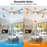 Ventilador de techo Bankston Modern de 189 cm (72") con acabado en níquel satinado, montaje con varilla Motor DC, iluminación LED y mando a distancia
