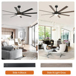 Ventilador de techo moderno Teresa de 165 cm con aspas de doble cara con mando a distancia y luz LED