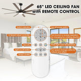 Ventilador de techo moderno Teresa de 165 cm con aspas de doble cara con mando a distancia y luz LED